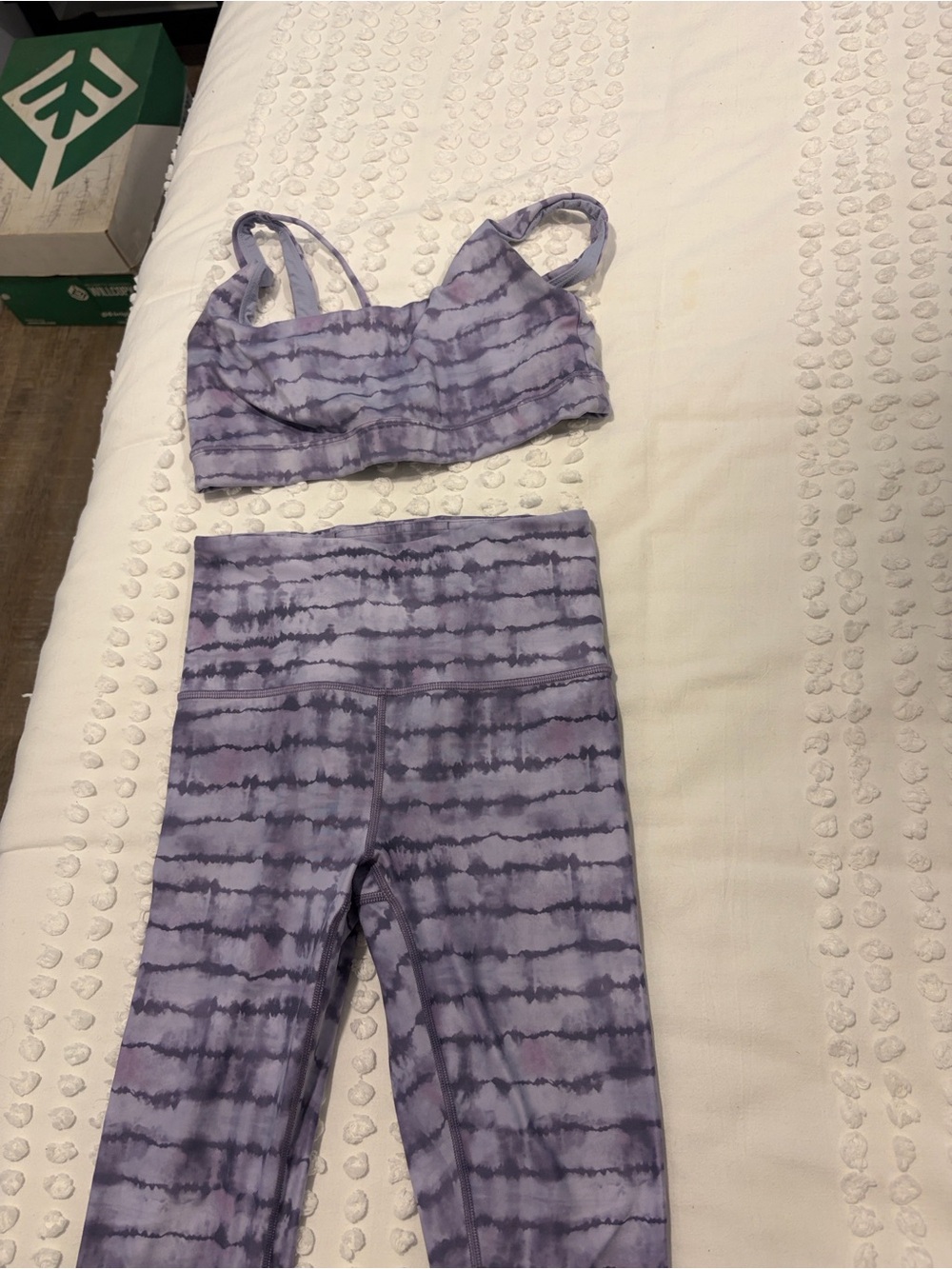 Athleta Lavender Tie-Dye Sports Bralette & High-Waist Leggings